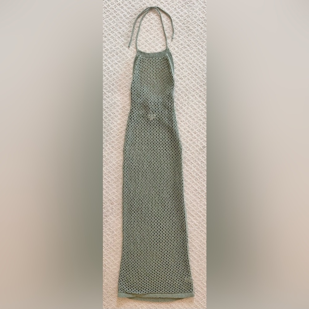 superdown Mirina Maxi Dress Sage Green Crochet Knit Cover Up Size Small - Picture 3 of 5